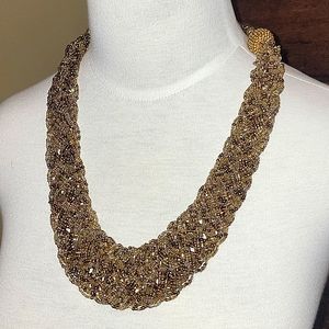 🤎 Thick Beaded Dark Gold Braided Necklace
